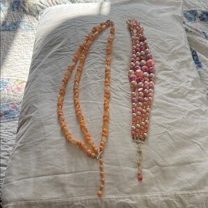 Elegant Pink and orange beaded necklaces sold together